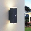 Lindby LED-væglampe Sally, 22 cm, antracit, IP54, sensor