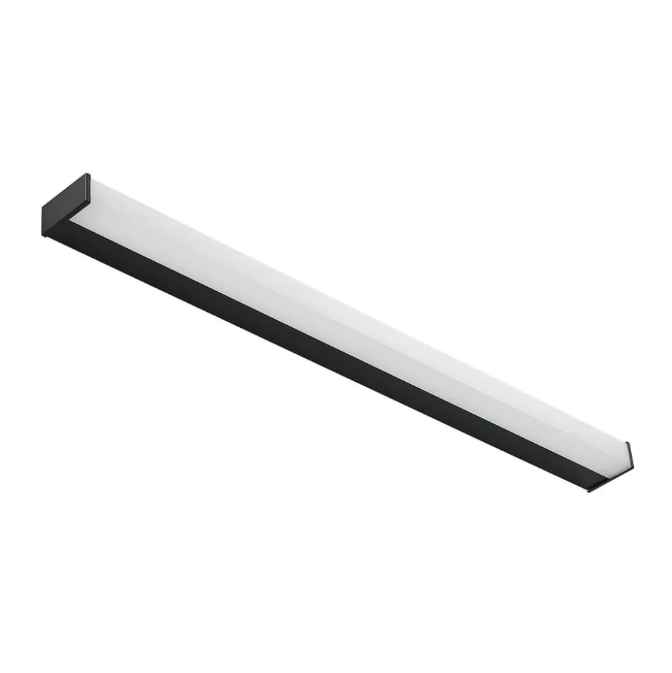 Lindby LED-væglampe til badeværelset Ulisan, 89 cm, sort, kantet