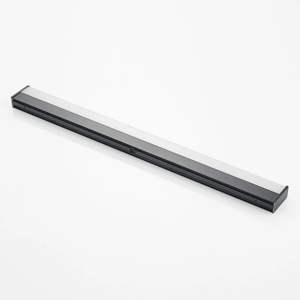Lindby LED-væglampe til badeværelset Ulisan, 89 cm, sort, kantet