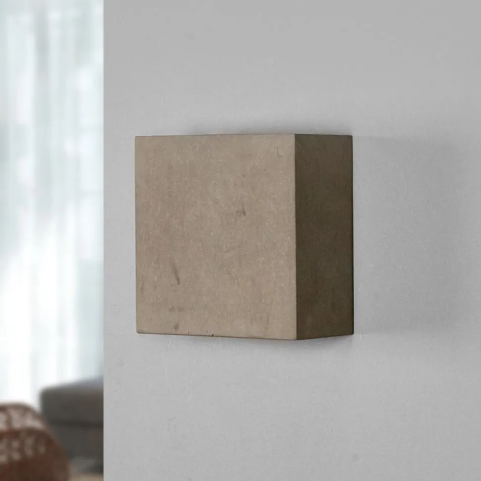 Lindby LED-væglampe Yva, grå, beton, 13 x 13 cm, op/ned