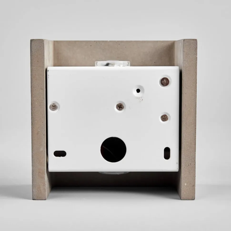 Lindby LED-væglampe Yva, grå, beton, 13 x 13 cm, op/ned