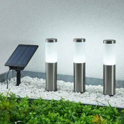 Lindby Lexiane LED-solcellelamper, 3-sæt, stål