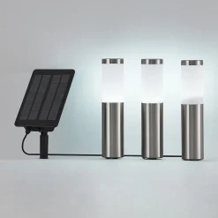 Lindby Lexiane LED-solcellelamper, 3-sæt, stål