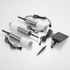Lindby Lexiane LED-solcellelamper, 3-sæt, stål