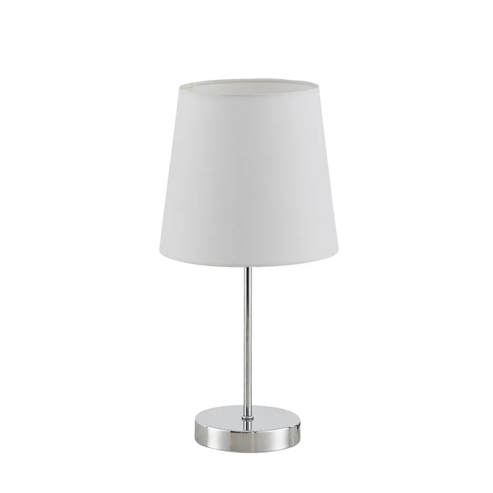 Lindby Leza bordlampe, krom, hvid skærm