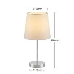 Lindby Leza bordlampe, krom, hvid skærm