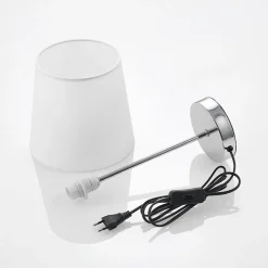 Lindby Leza bordlampe, krom, hvid skærm