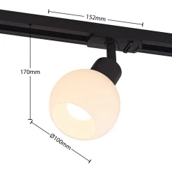 Lindby Linaro skinnespot, E14, sort, Ø 10 cm, 1-faset