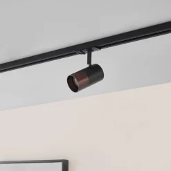 Lindby Linaro skinnespot, GU10, Ø 6 cm, sort/brun