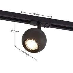 Lindby Linaro skinnesystem, GU10, 4 lyskilder, sort, Ø 9 cm