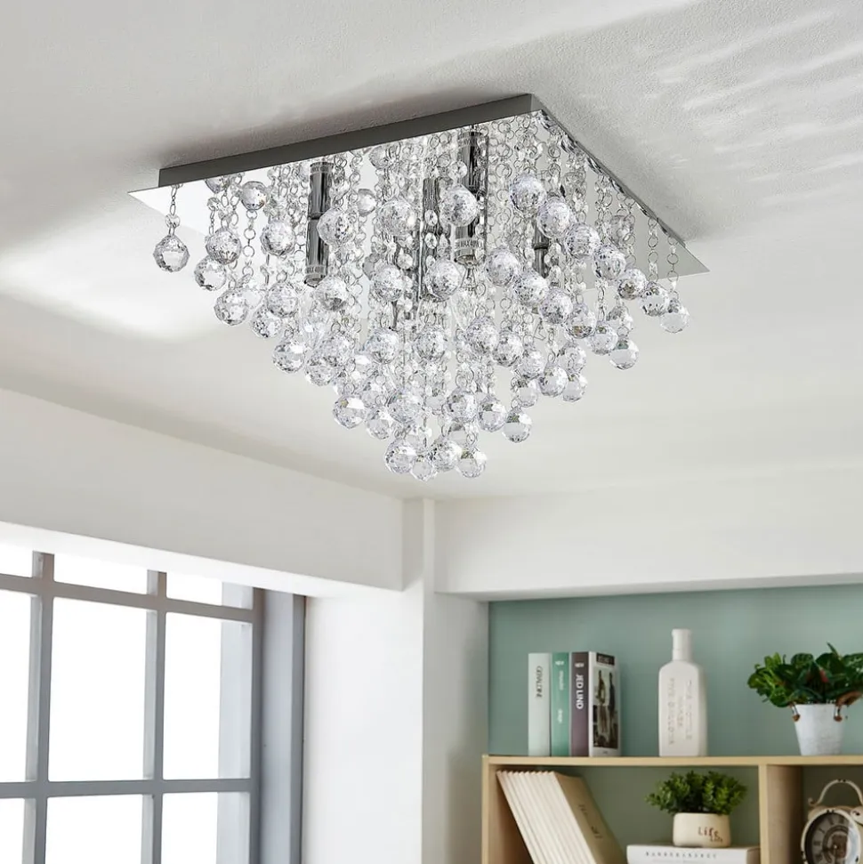 Lindby loftlampe Annica, kantet, krom, metal, 42 cm