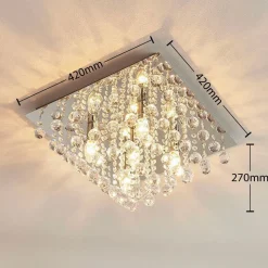 Lindby loftlampe Annica, kantet, krom, metal, 42 cm