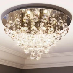 Lindby loftlampe Annica, rund, krom, metal, Ø 46cm
