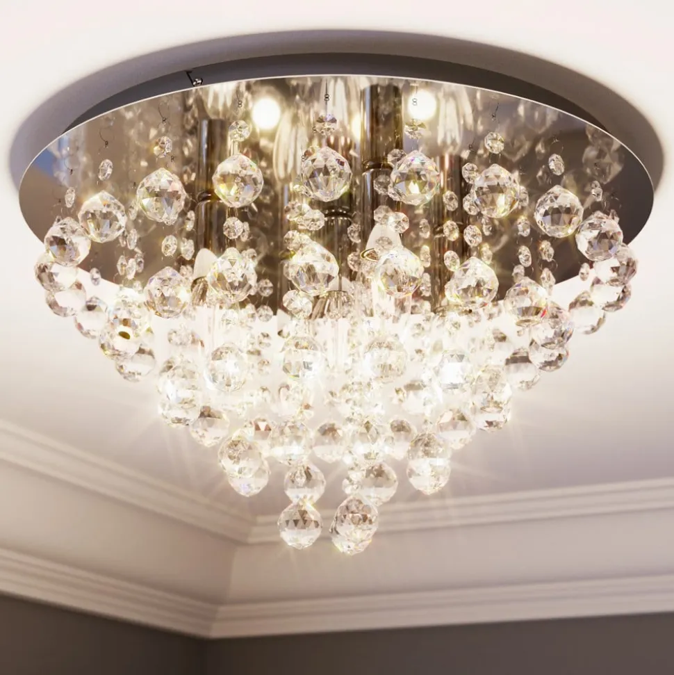 Lindby loftlampe Annica, rund, krom, metal, Ø 46cm