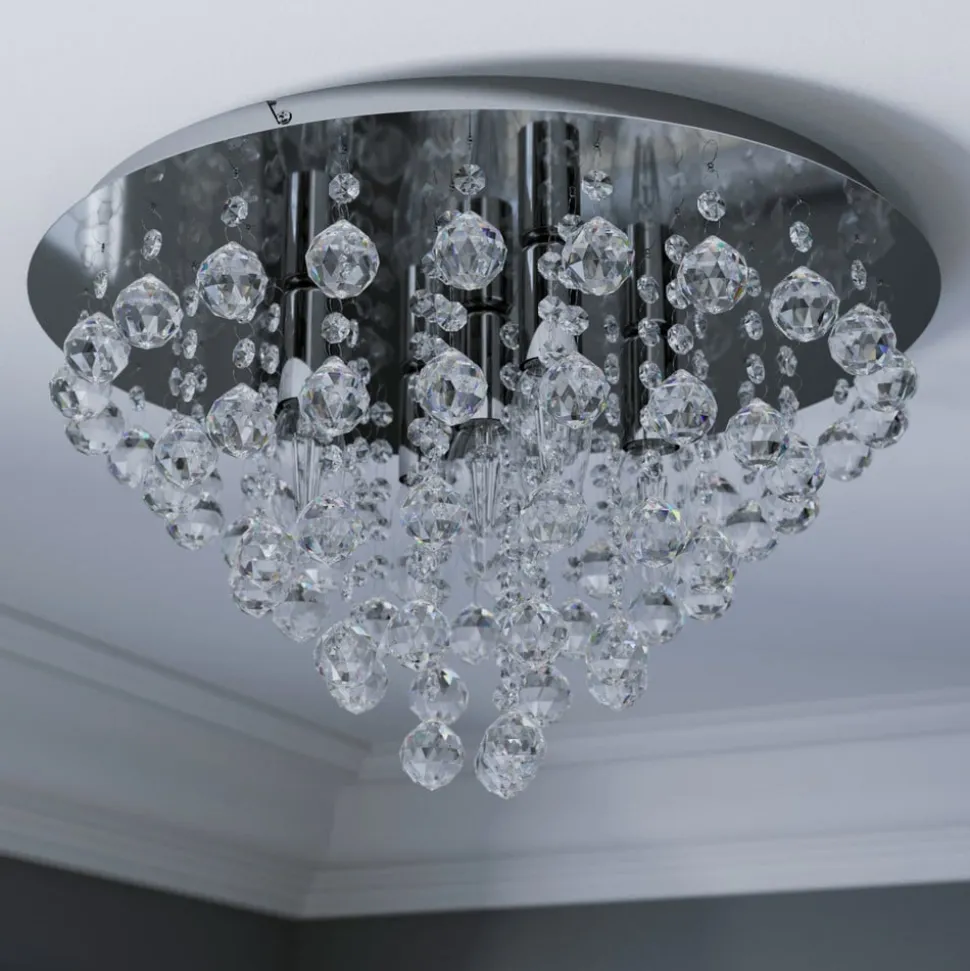 Lindby loftlampe Annica, rund, krom, metal, Ø 46cm