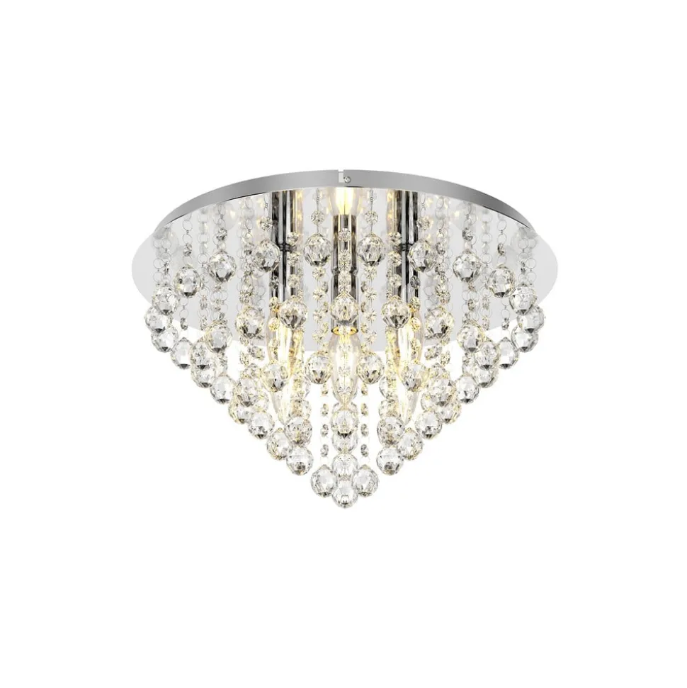 Lindby loftlampe Annica, rund, krom, metal, Ø 46cm
