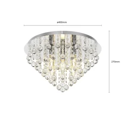 Lindby loftlampe Annica, rund, krom, metal, Ø 46cm