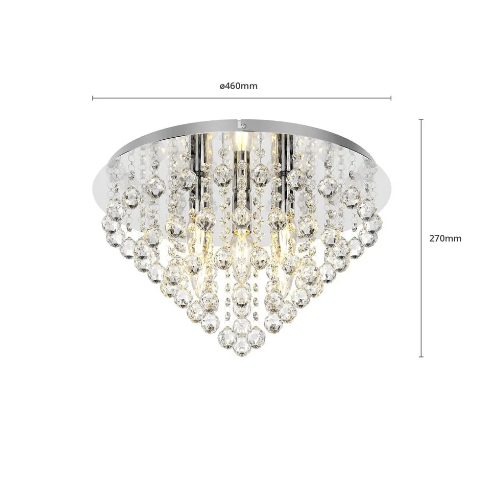 Lindby loftlampe Annica, rund, krom, metal, Ø 46cm