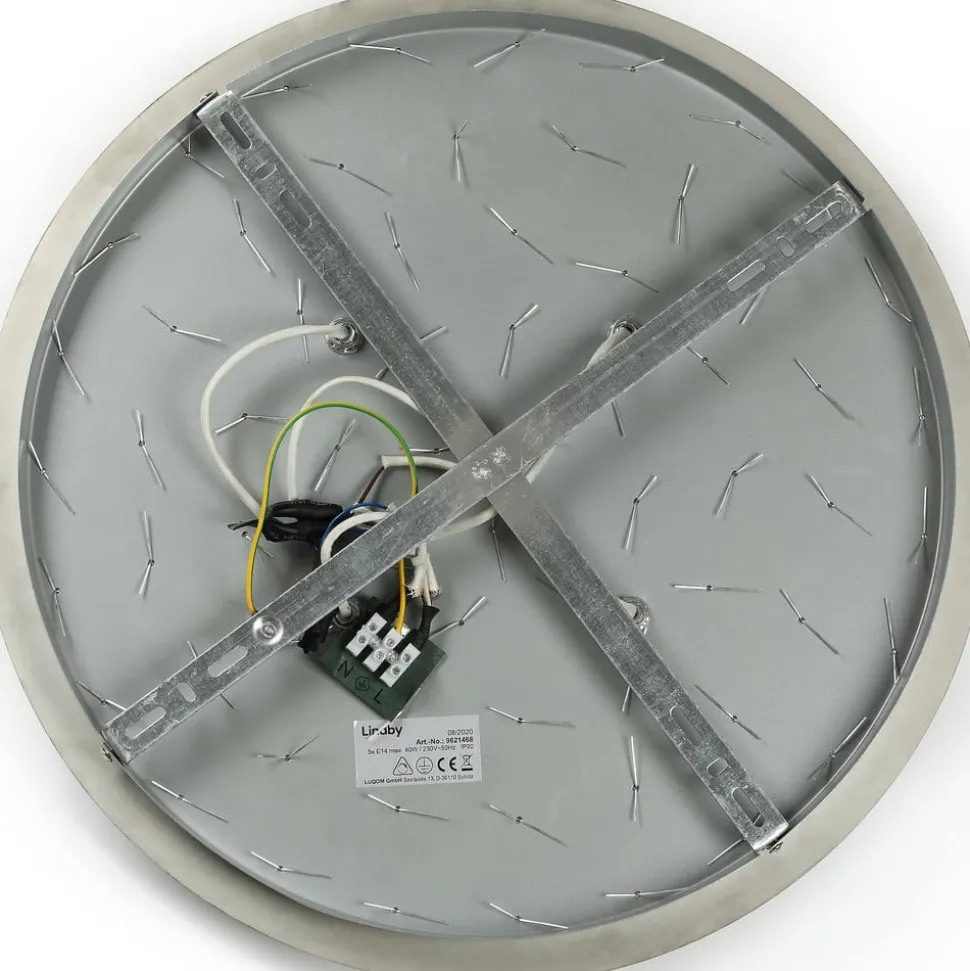 Lindby loftlampe Annica, rund, krom, metal, Ø 46cm