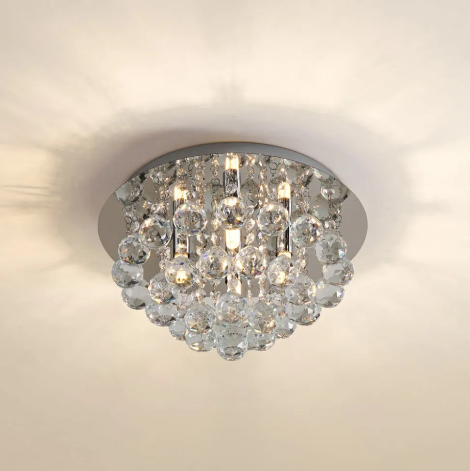 Lindby loftlampe Antonino, 4 lyskilder, krom, krystal, 35 cm