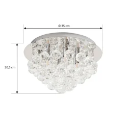 Lindby loftlampe Antonino, 4 lyskilder, krom, krystal, 35 cm