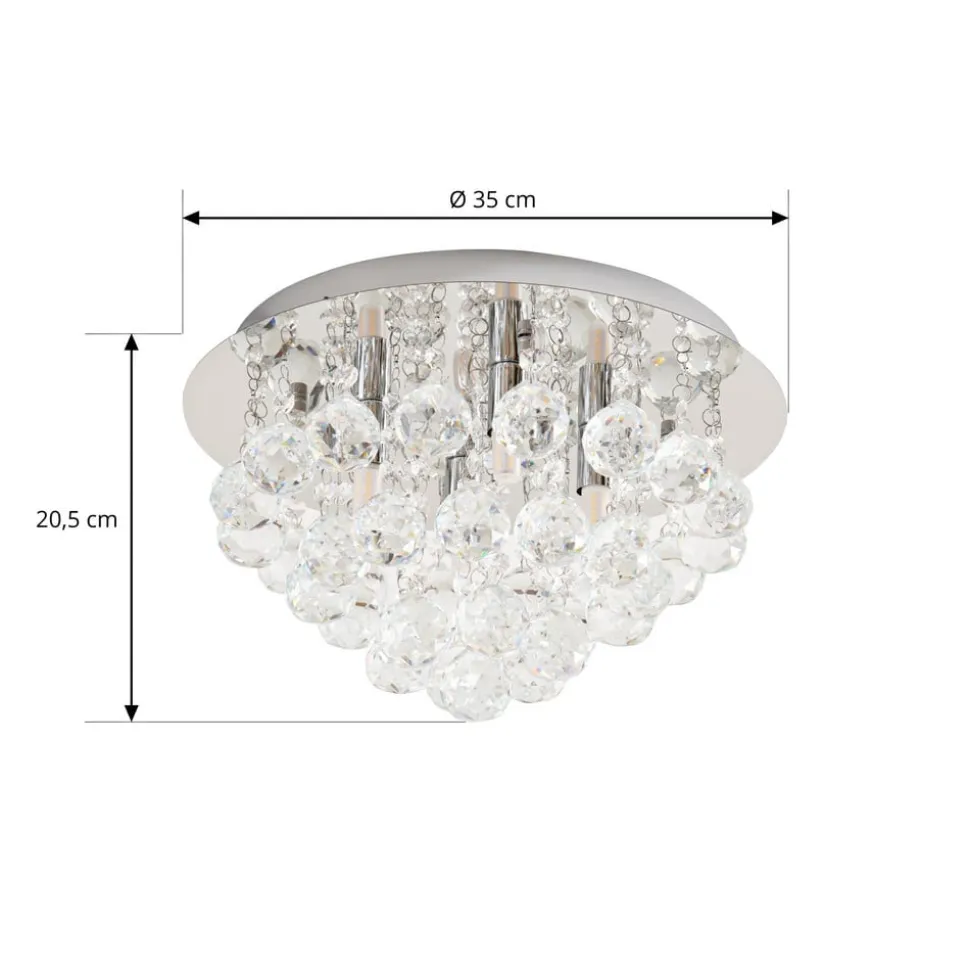 Lindby loftlampe Antonino, 4 lyskilder, krom, krystal, 35 cm
