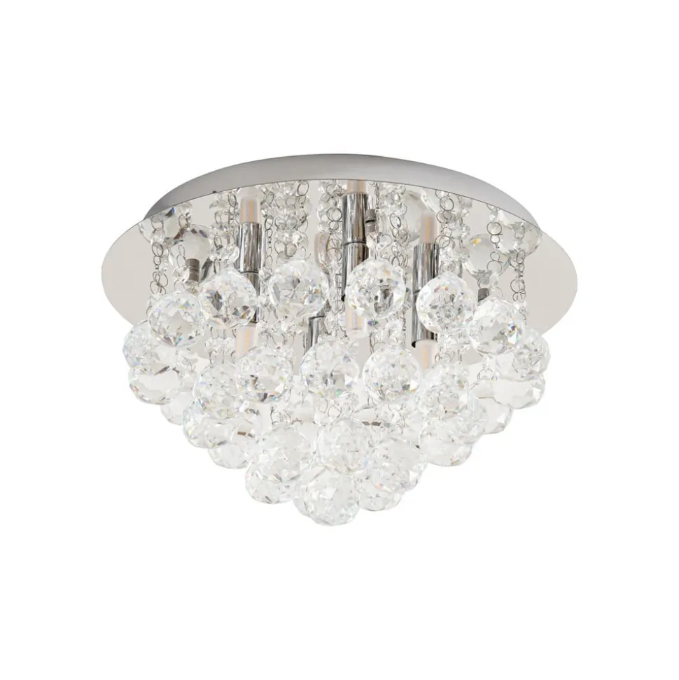 Lindby loftlampe Antonino, 4 lyskilder, krom, krystal, 35 cm