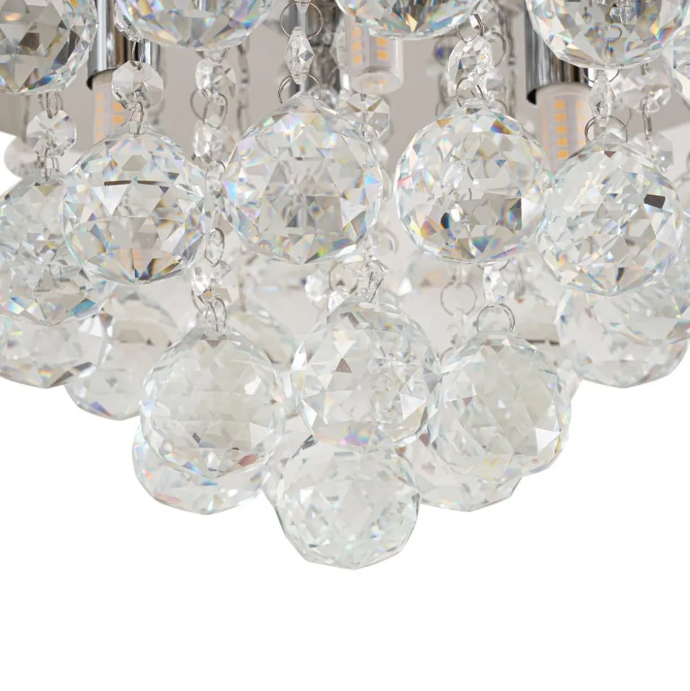 Lindby loftlampe Antonino, 4 lyskilder, krom, krystal, 35 cm