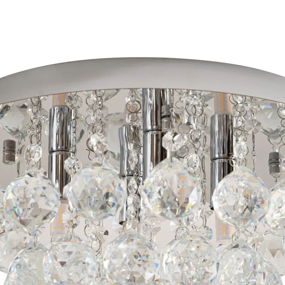 Lindby loftlampe Antonino, 4 lyskilder, krom, krystal, 35 cm