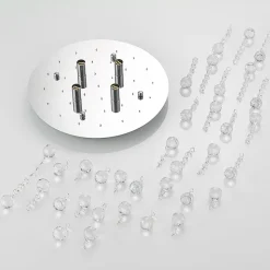 Lindby loftlampe Antonino, 4 lyskilder, krom, krystal, 35 cm
