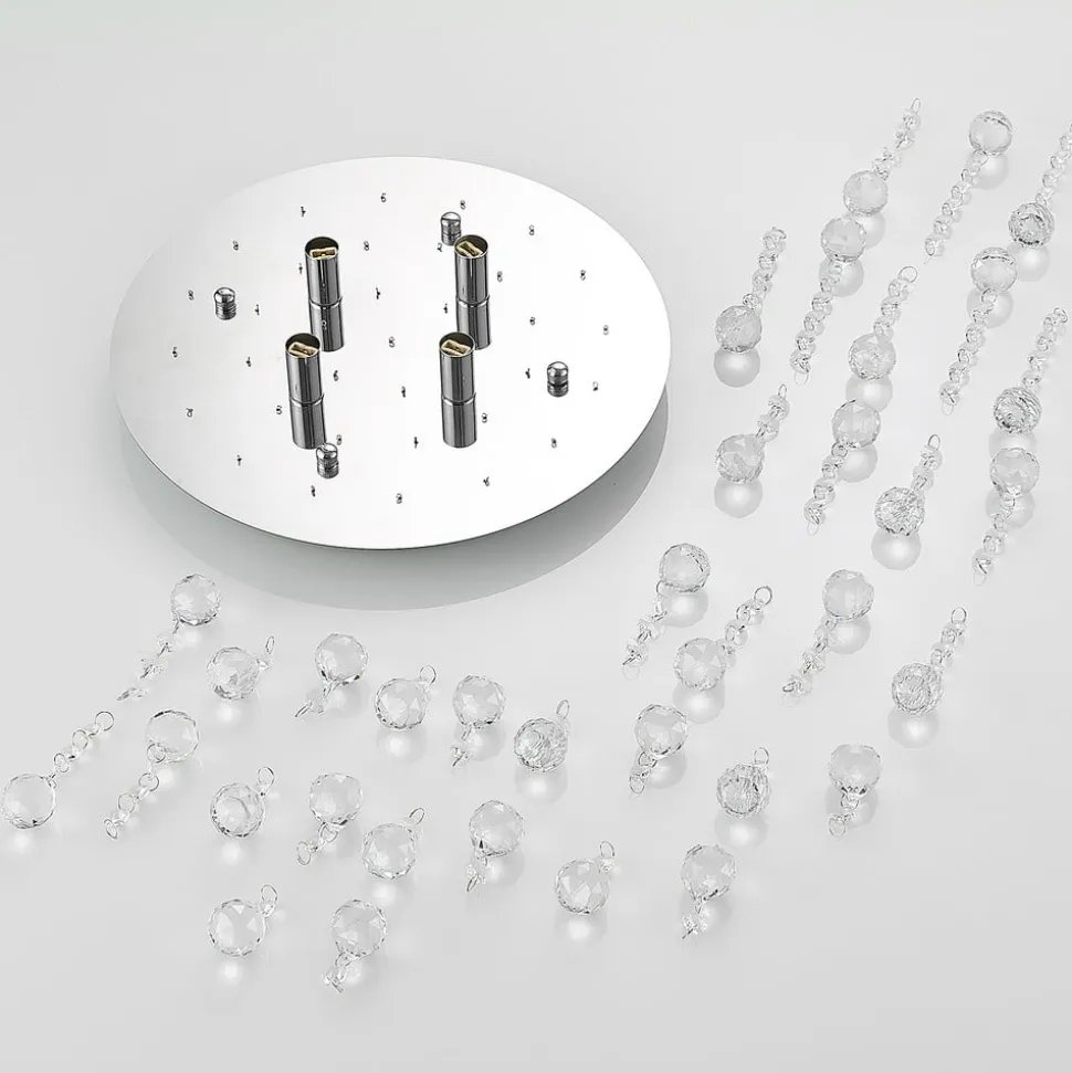 Lindby loftlampe Antonino, 4 lyskilder, krom, krystal, 35 cm