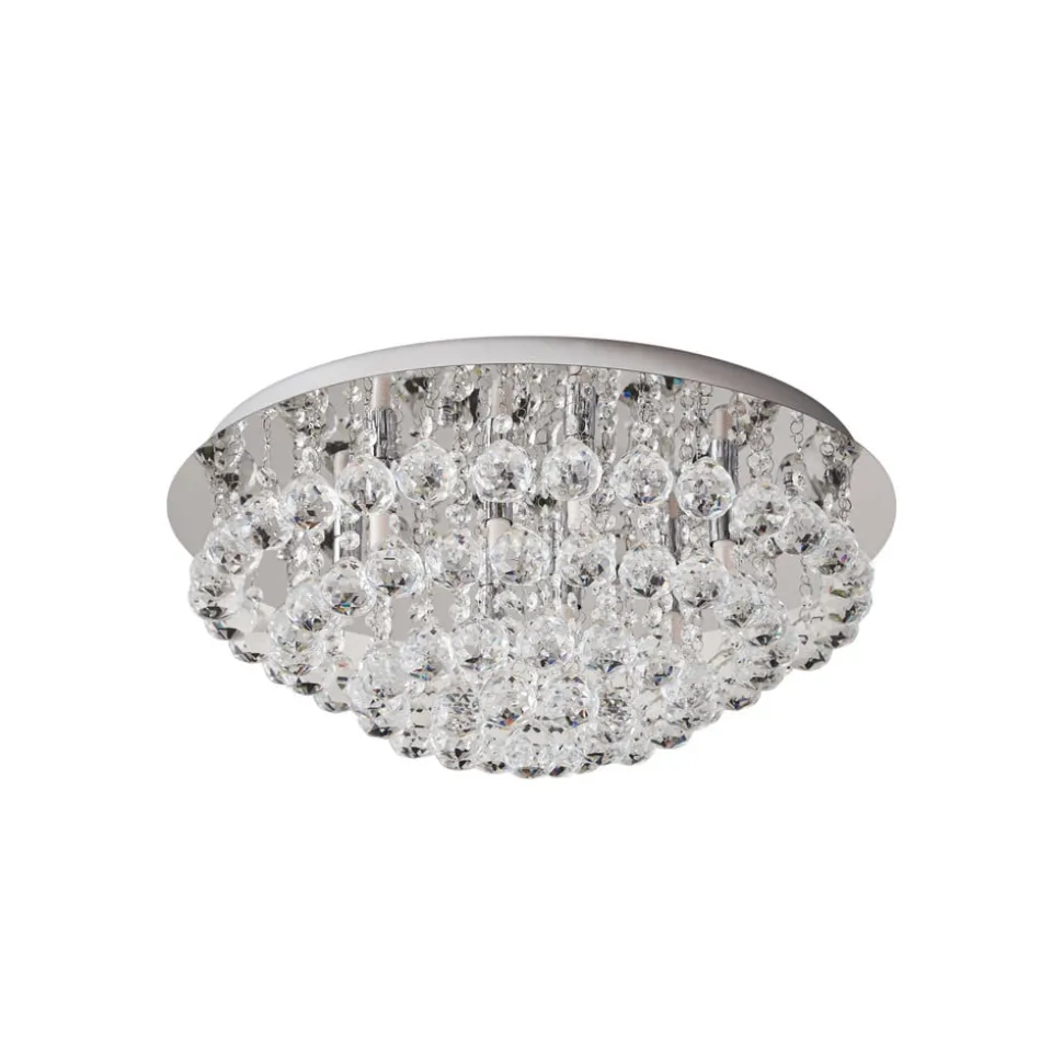 Lindby loftlampe Antonino, 8 lyskilder, krom, krystal, 55 cm