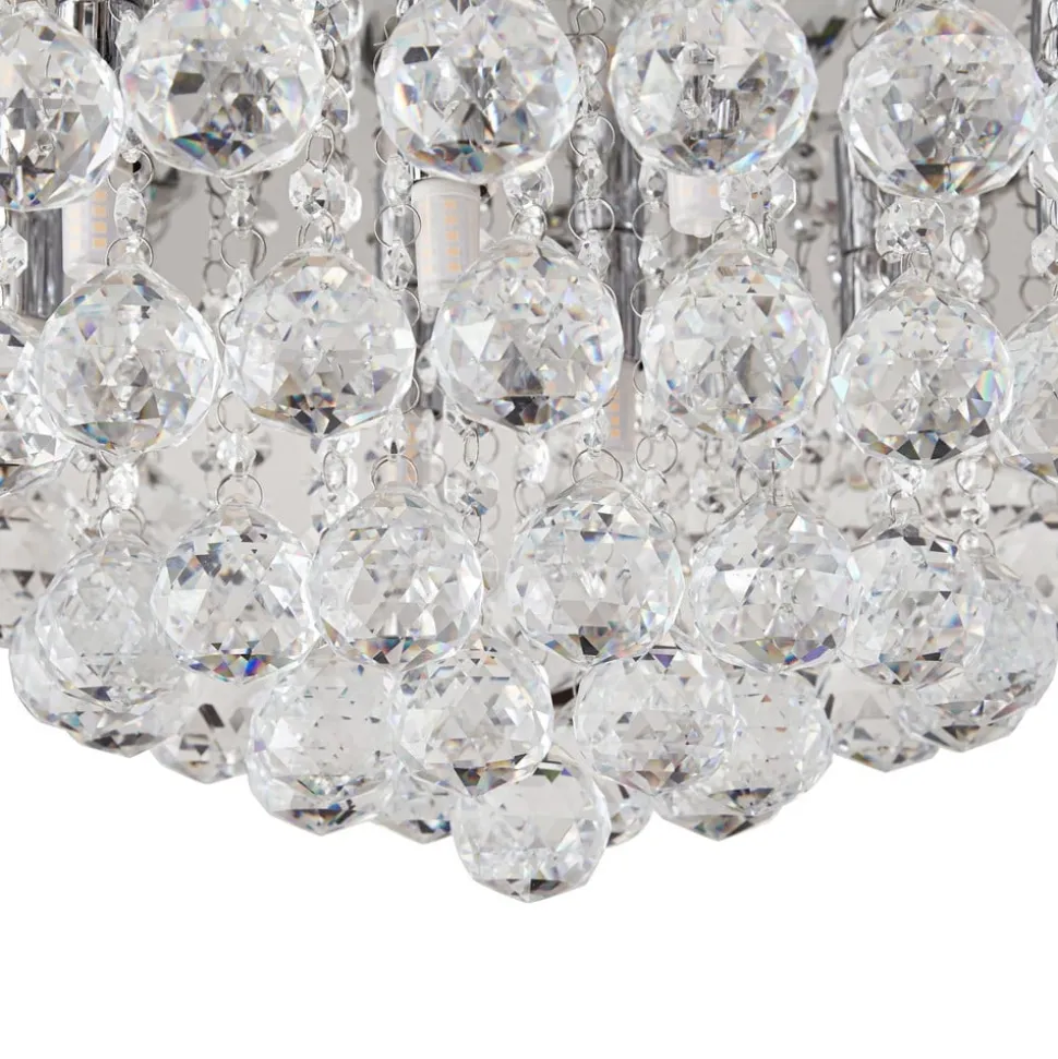 Lindby loftlampe Antonino, 8 lyskilder, krom, krystal, 55 cm