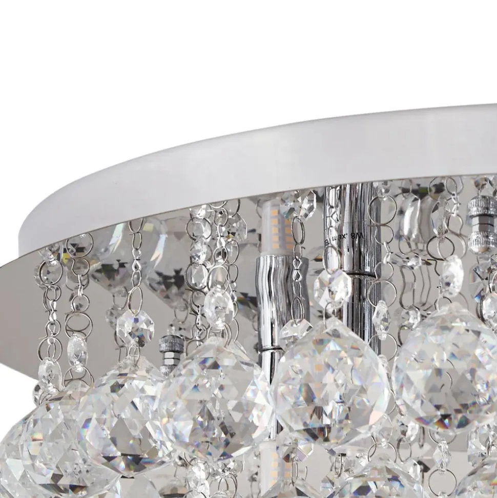 Lindby loftlampe Antonino, 8 lyskilder, krom, krystal, 55 cm