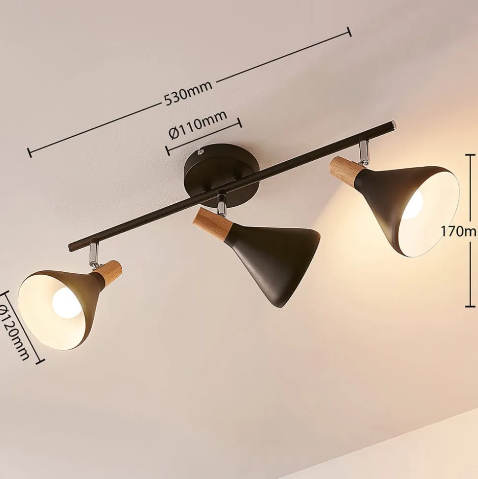Lindby loftlampe Arina, 53 cm, sort, 3 lyskilder, E14