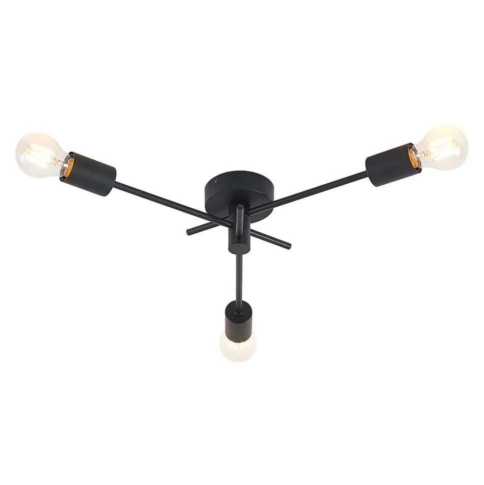 Lindby loftlampe Cerros, 3 lyskilder, sort, metal