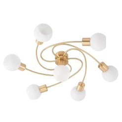Lindby loftlampe Ciala, 7 lyskilder, messingfarvet, glas