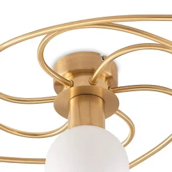 Lindby loftlampe Ciala, 7 lyskilder, messingfarvet, glas