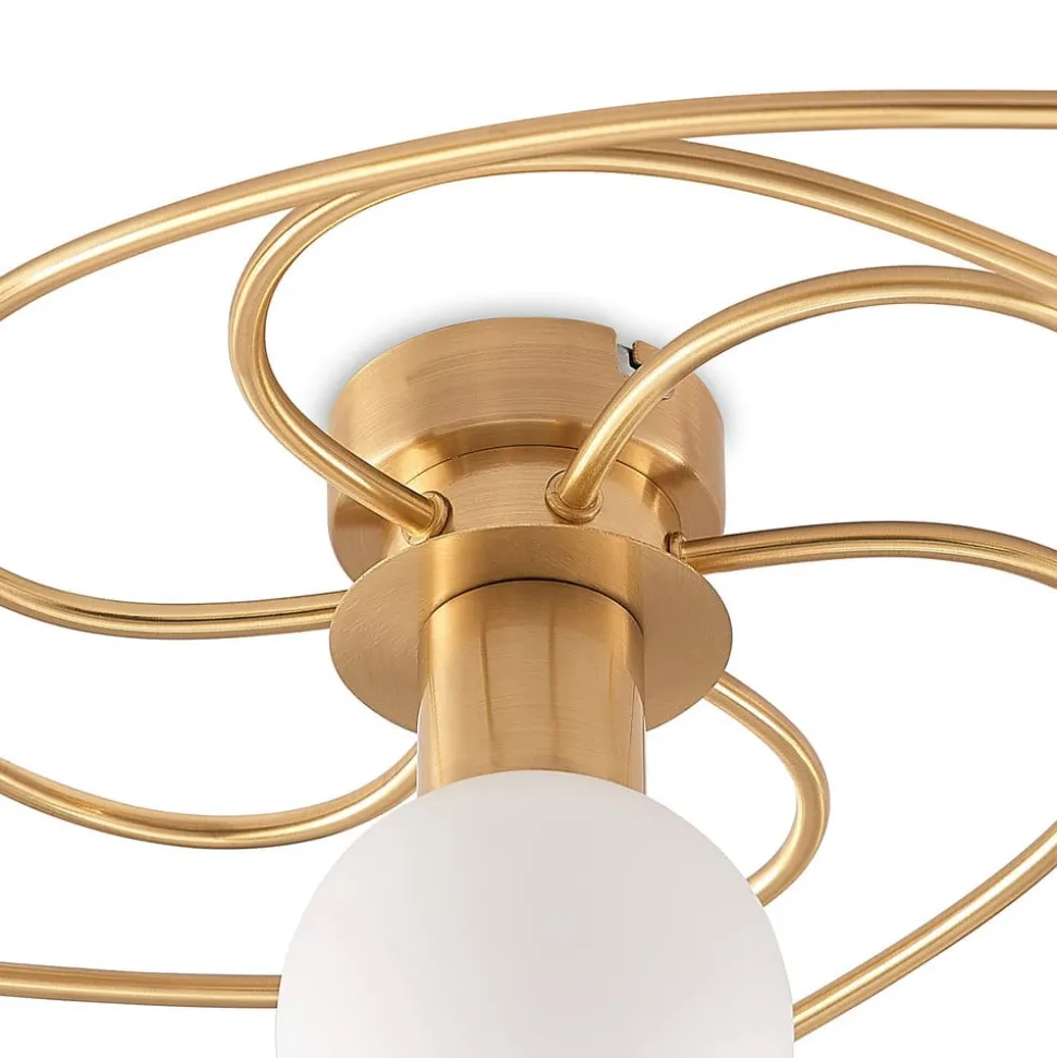 Lindby loftlampe Ciala, 7 lyskilder, messingfarvet, glas