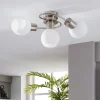Lindby loftlampe Ciala, 3-lys, nikkelfarvet, glas