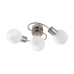 Lindby loftlampe Ciala, 3-lys, nikkelfarvet, glas