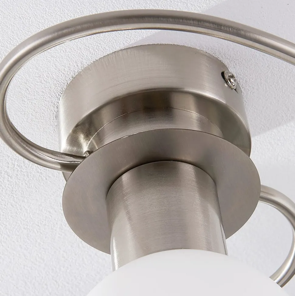 Lindby loftlampe Ciala, 3-lys, nikkelfarvet, glas