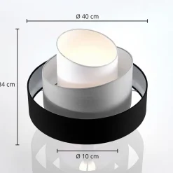 Lindby loftlampe Coria, sort/grå/hvid, Ø 40 cm, E27