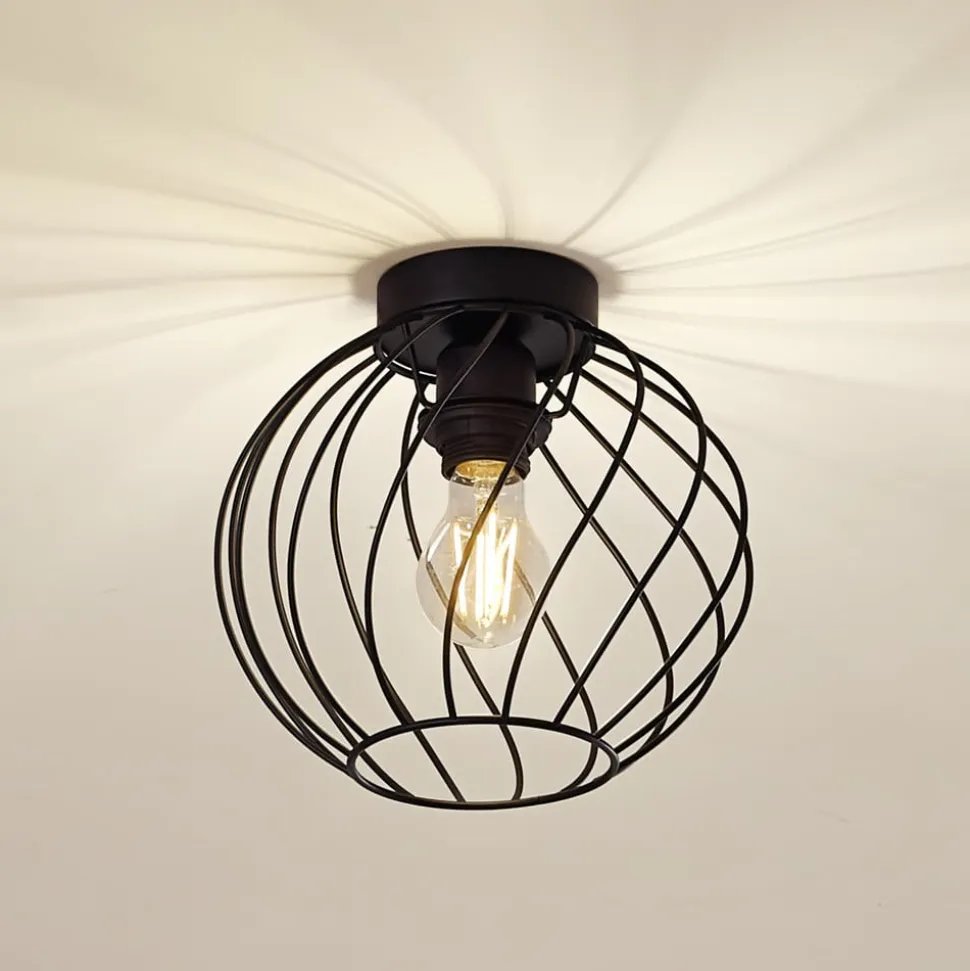 Lindby loftlampe Danika, Ø 25 cm, sort, metal