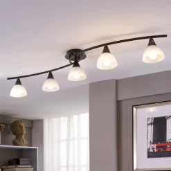 Lindby loftlampe Della, sort-guld, 110 cm, 5 lyskilder, E14