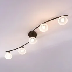 Lindby loftlampe Della, sort-guld, 110 cm, 5 lyskilder, E14