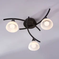Lindby loftlampe Della, sort-guld, Ø 58 cm, 3 lyskilder, E14