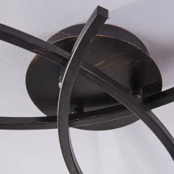 Lindby loftlampe Della, sort-guld, Ø 58 cm, 3 lyskilder, E14