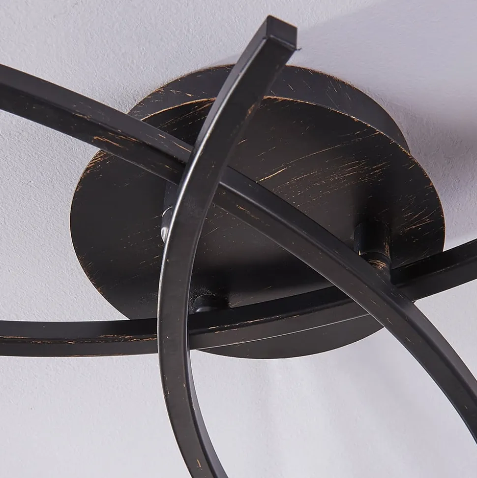 Lindby loftlampe Della, sort-guld, Ø 58 cm, 3 lyskilder, E14