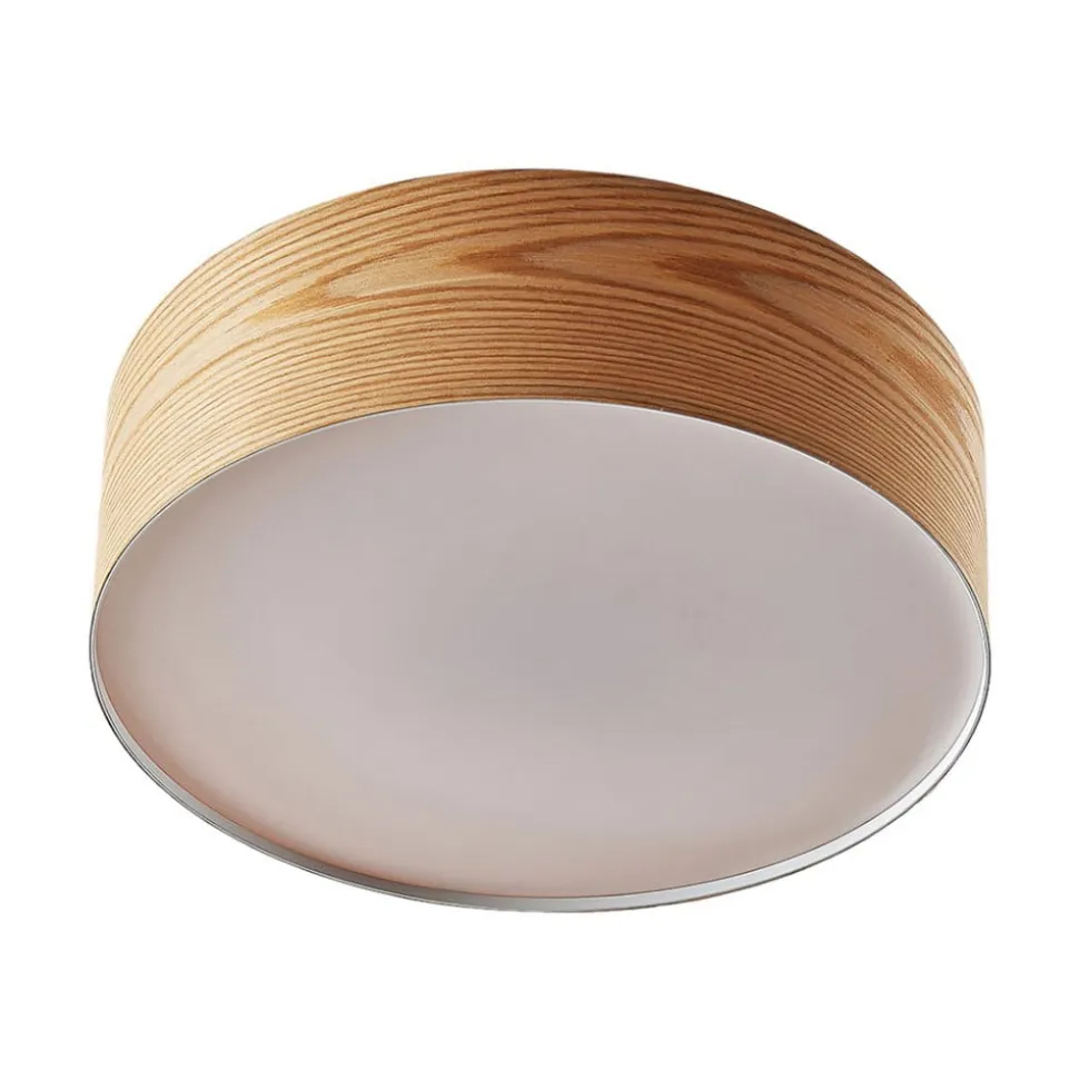 Lindby loftlampe Dominic, Ø 45 cm, 3 lyskilder, træ